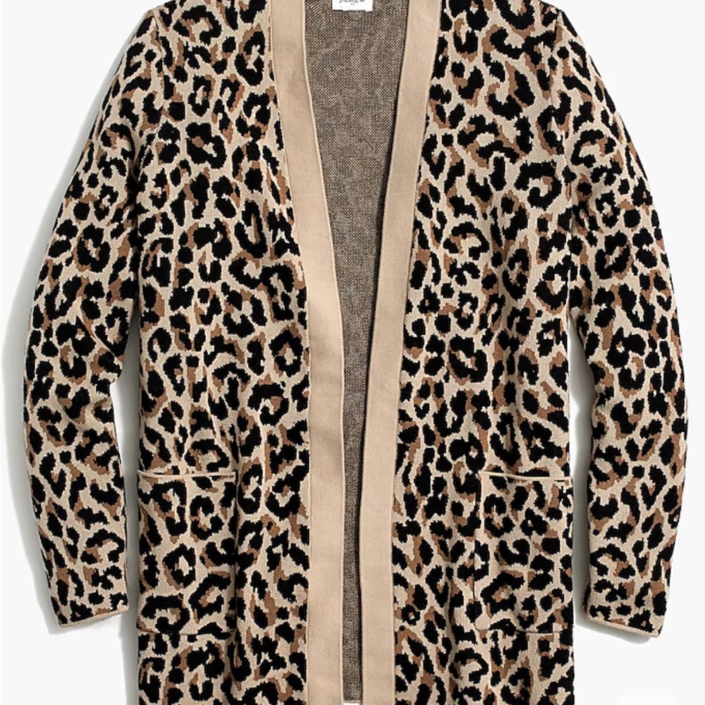 J Crew Leopard Open Cardigan